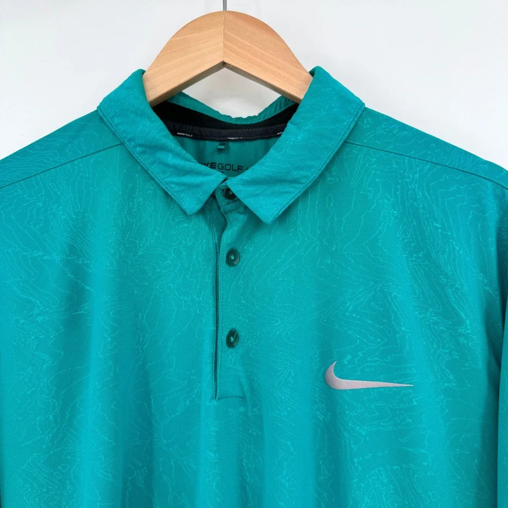 Nike Golf Teal Green Polo Shirt Short Sleeve Dri-Fit Teal Green Men's XL